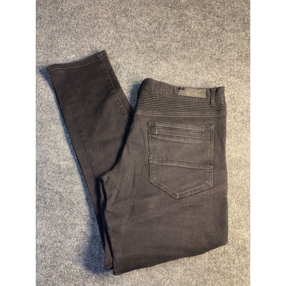 8th‎ Distrikt Moto Biker Jeans Men's 40x34 Black Denim Distressed Straight Leg
